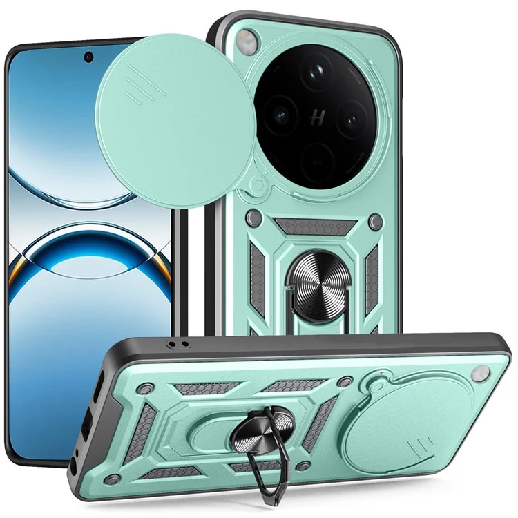 For Oppo Find X8 5G Case with Slide Camera Lid PC + TPU Kickstand Phone Cover - Black-Cellmalls