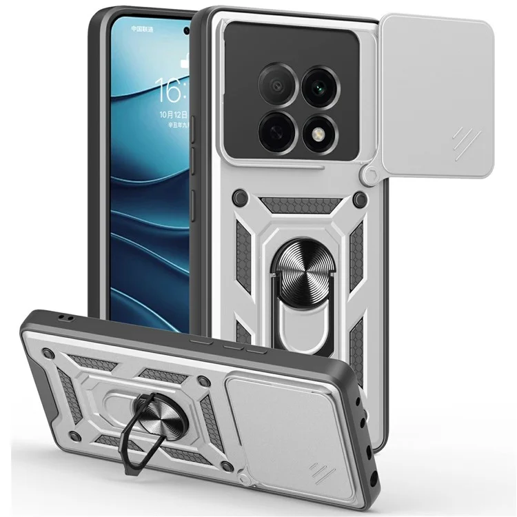 For Oppo F29 Pro 5G (Global) / A5 Pro 5G (China) Case with Slide Camera Lid PC + TPU Kickstand Phone Cover - Black-Cellmalls