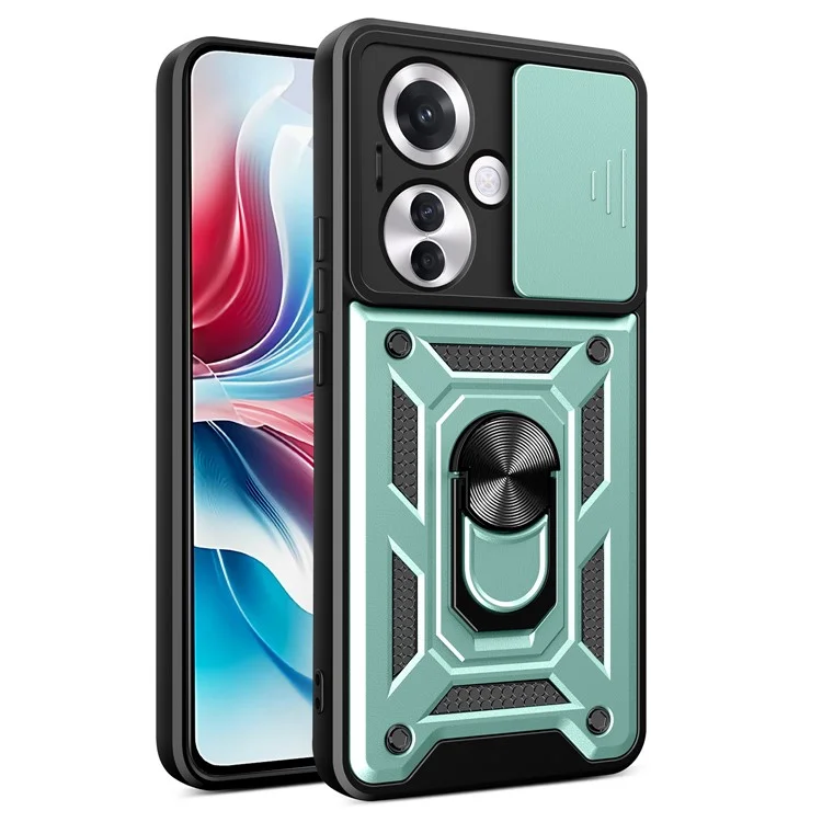 For Oppo Reno11 F 5G Case Slide Camera Cover PC+TPU Kickstand Phone Protector - Black-Cellmalls