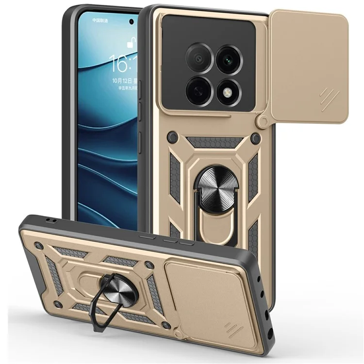 For Oppo F29 Pro 5G (Global) / A5 Pro 5G (China) Case with Slide Camera Lid PC + TPU Kickstand Phone Cover - Black-Cellmalls