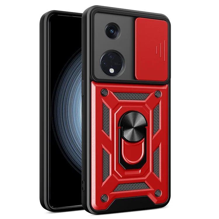 For Oppo Reno8 T 5G / A1 Pro 5G Kickstand Phone Case PC+TPU Rugged Cover with Slide Camera Protector - Black-Cellmalls