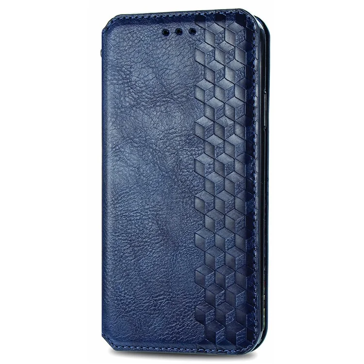 For Oppo A16s / A16 / A54s PU Leather Case Rhombus Imprint Wallet Stand Phone Cover - Blue-Cellmalls