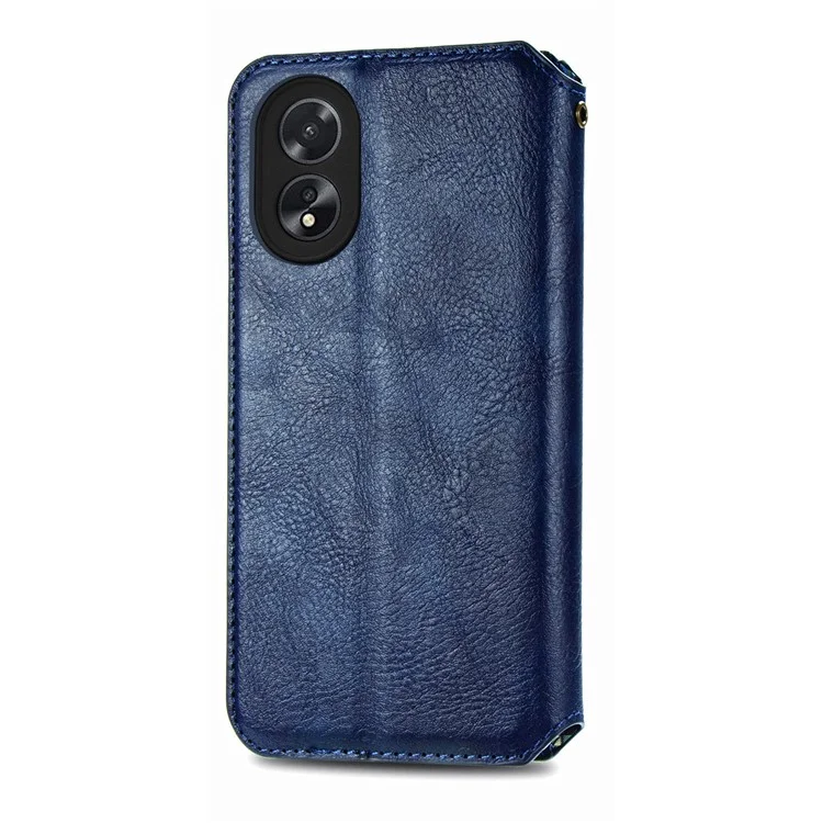 For Oppo A38 4G / A18 4G PU Leather Case Rhombus Imprint Wallet Stand Phone Cover - Blue-Cellmalls