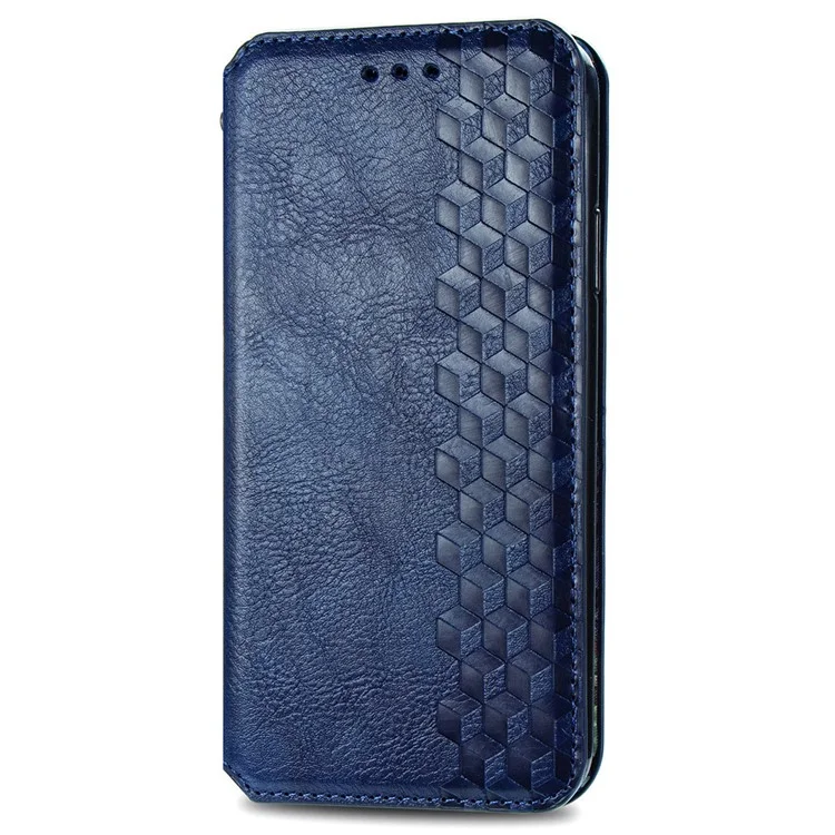 For Oppo A3x 4G / 5G Case Rhombus Imprint PU Leather Wallet Phone Cover - Blue-Cellmalls