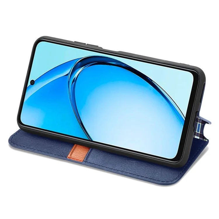 For Oppo A60 4G PU Leather Case Rhombus Imprint Wallet Stand Phone Cover - Blue-Cellmalls