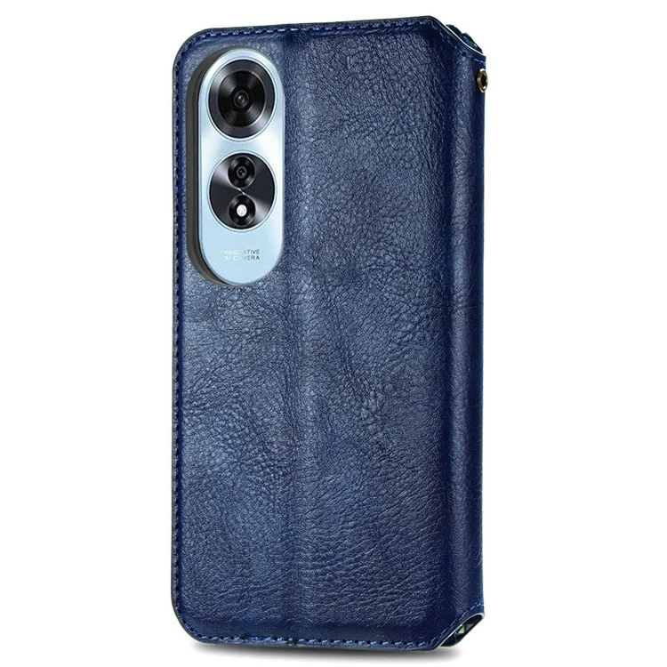 For Oppo A60 4G PU Leather Case Rhombus Imprint Wallet Stand Phone Cover - Blue-Cellmalls