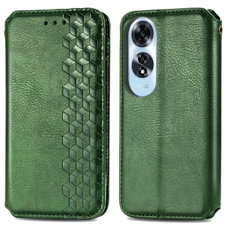 For Oppo A60 4G PU Leather Case Rhombus Imprint Wallet Stand Phone Cover - Blue-Cellmalls