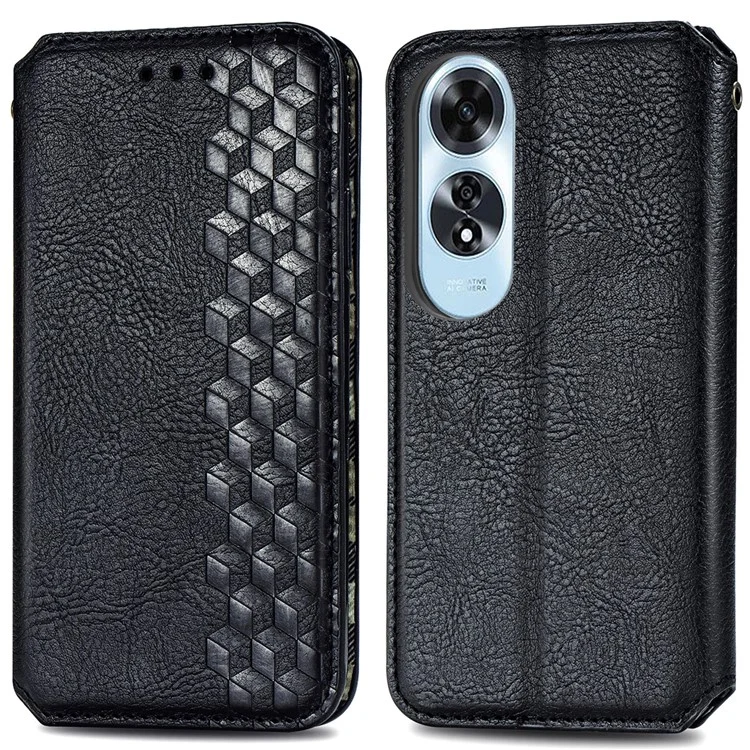 For Oppo A60 4G PU Leather Case Rhombus Imprint Wallet Stand Phone Cover - Blue-Cellmalls