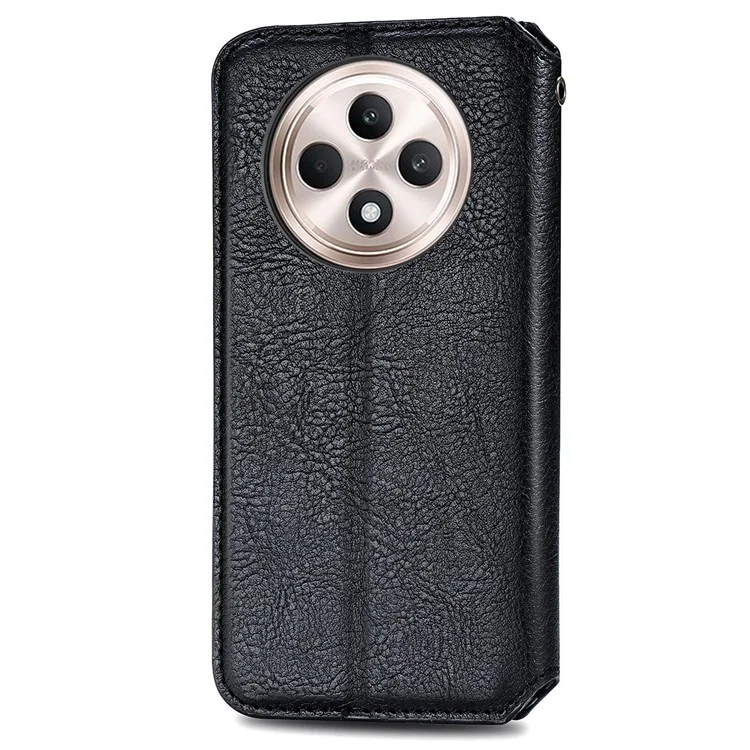 For Oppo F27 5G Case Rhombus Imprint PU Leather Wallet Phone Cover - Black-Cellmalls