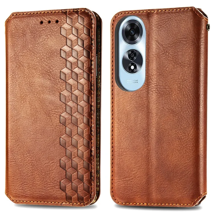 For Oppo A60 4G PU Leather Case Rhombus Imprint Wallet Stand Phone Cover - Blue-Cellmalls