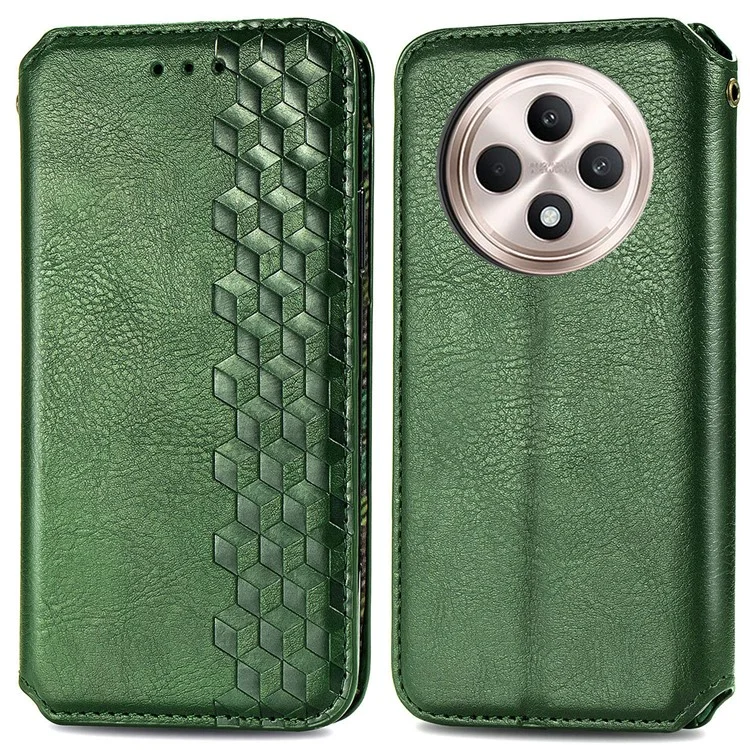 For Oppo F27 5G Case Rhombus Imprint PU Leather Wallet Phone Cover - Black-Cellmalls