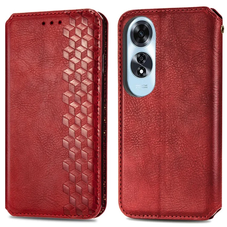 For Oppo A60 4G PU Leather Case Rhombus Imprint Wallet Stand Phone Cover - Blue-Cellmalls