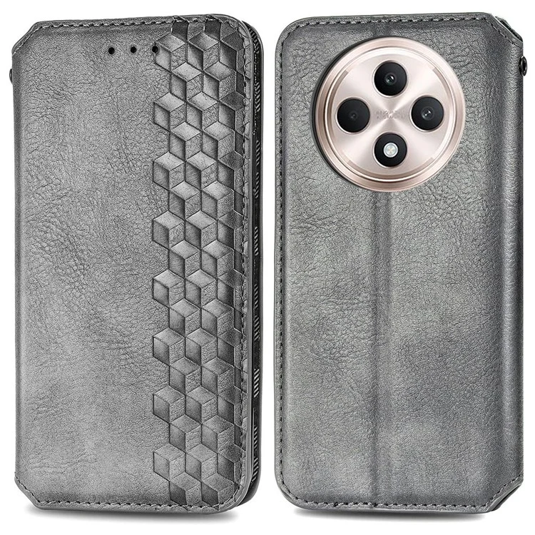 For Oppo F27 5G Case Rhombus Imprint PU Leather Wallet Phone Cover - Black-Cellmalls