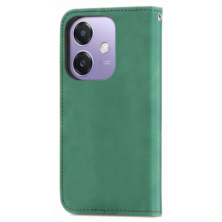 Case For Oppo A3x 4G / A40 4G / A60 5G Skin Touch Feeling Leather Card Holder Phone Cover Magnetic Absorption - Green-Cellmalls