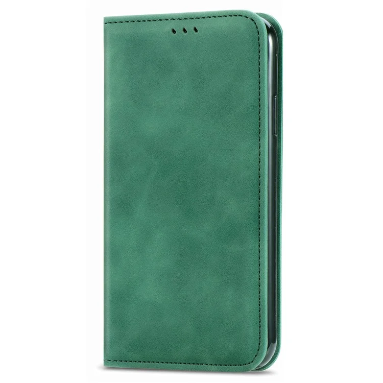 Case For Oppo A3x 4G / A40 4G / A60 5G Skin Touch Feeling Leather Card Holder Phone Cover Magnetic Absorption - Green-Cellmalls