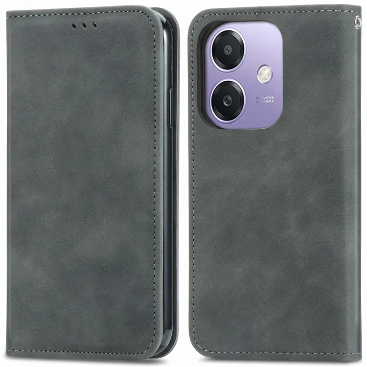 Case For Oppo A3x 4G / A40 4G / A60 5G Skin Touch Feeling Leather Card Holder Phone Cover Magnetic Absorption - Green-Cellmalls