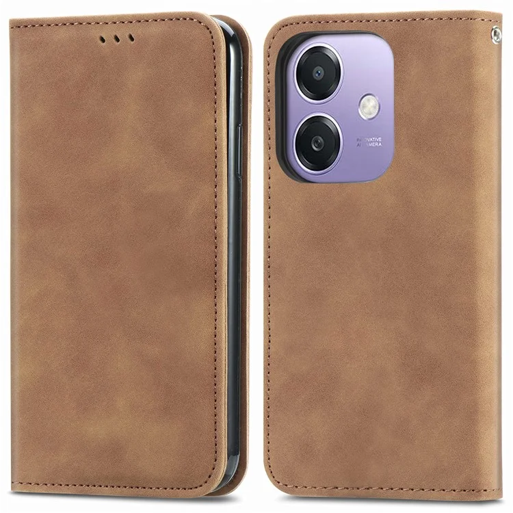 Case For Oppo A3x 4G / A40 4G / A60 5G Skin Touch Feeling Leather Card Holder Phone Cover Magnetic Absorption - Green-Cellmalls