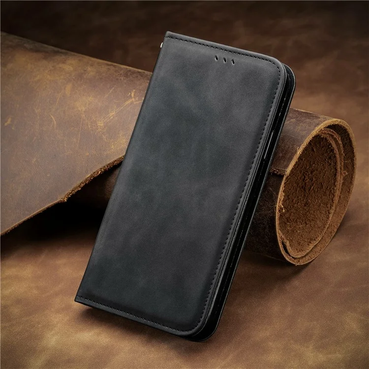 For Oppo F27 5G Case Skin Touch Feeling Card Slot Leather Phone Cover Stand Magnetic Absorption - Black-Cellmalls