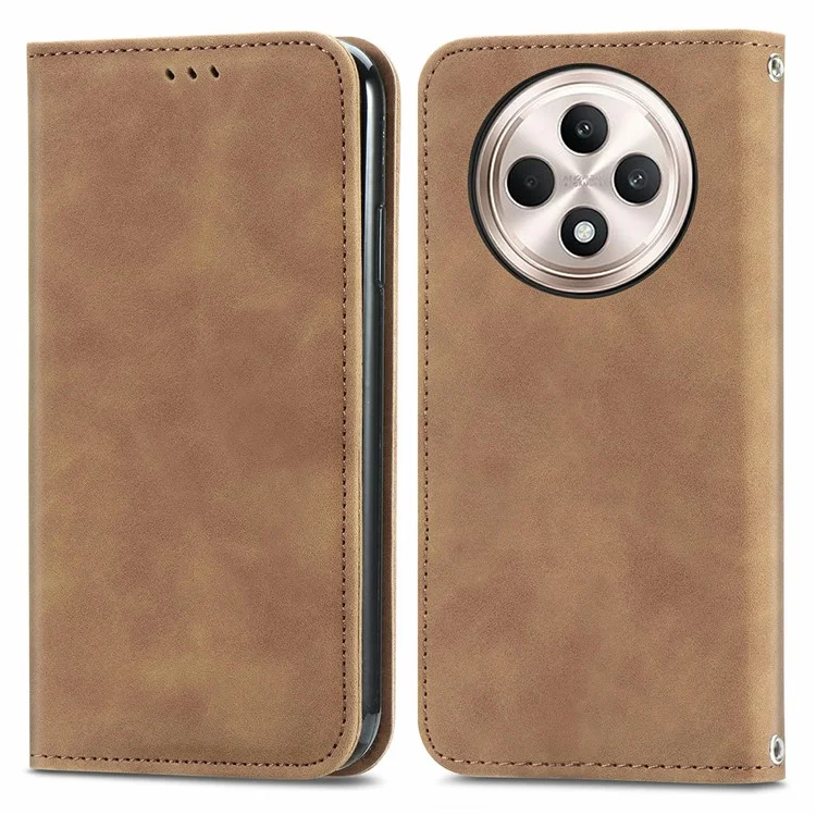 For Oppo F27 5G Case Skin Touch Feeling Card Slot Leather Phone Cover Stand Magnetic Absorption - Black-Cellmalls