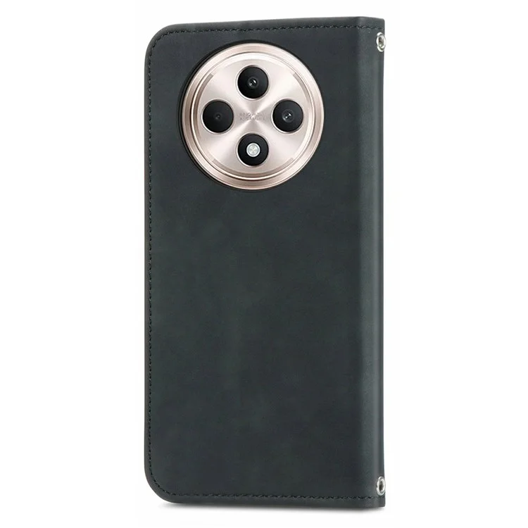 For Oppo F27 5G Case Skin Touch Feeling Card Slot Leather Phone Cover Stand Magnetic Absorption - Black-Cellmalls