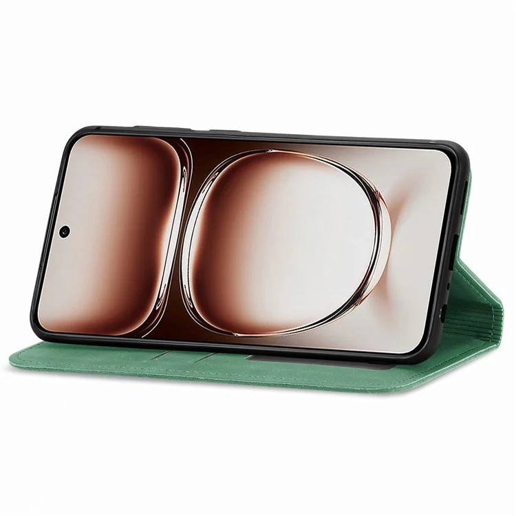 Case For Oppo A3x 4G / A40 4G / A60 5G Skin Touch Feeling Leather Card Holder Phone Cover Magnetic Absorption - Green-Cellmalls