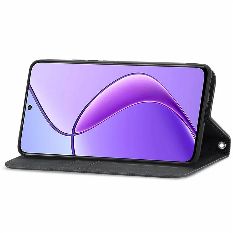 For Oppo Reno12 F 5G Leather Case with Card Holder Magnetic Absorption Phone Cover - Black-Cellmalls