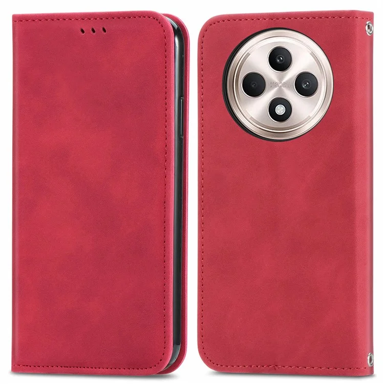 For Oppo Reno12 F 5G Leather Case with Card Holder Magnetic Absorption Phone Cover - Black-Cellmalls