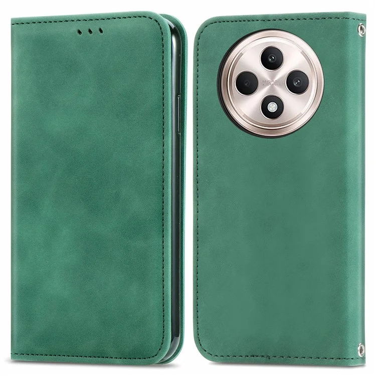 For Oppo Reno12 F 5G Leather Case with Card Holder Magnetic Absorption Phone Cover - Black-Cellmalls