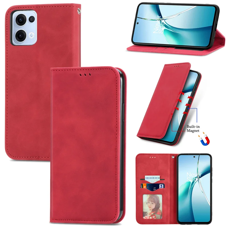 For Oppo Reno13 5G (Global) Leather Case with Card Holder Magnetic Absorption Phone Cover - Green-Cellmalls