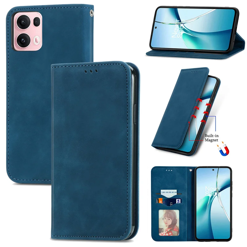 For Oppo Reno13 Pro 5G Leather Case with Card Holder Magnetic Absorption Phone Cover - Green-Cellmalls
