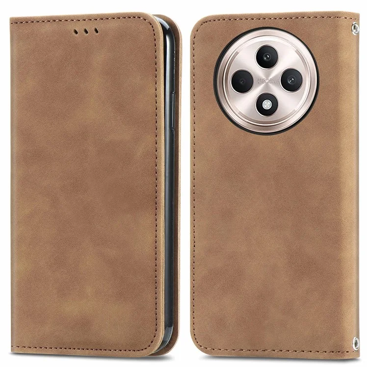 For Oppo Reno12 F 5G Leather Case with Card Holder Magnetic Absorption Phone Cover - Black-Cellmalls