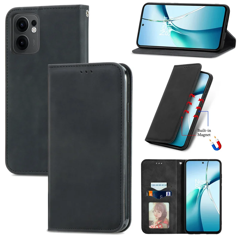 For Oppo Reno13 F 5G Leather Case with Card Holder Magnetic Absorption Phone Cover - Green-Cellmalls