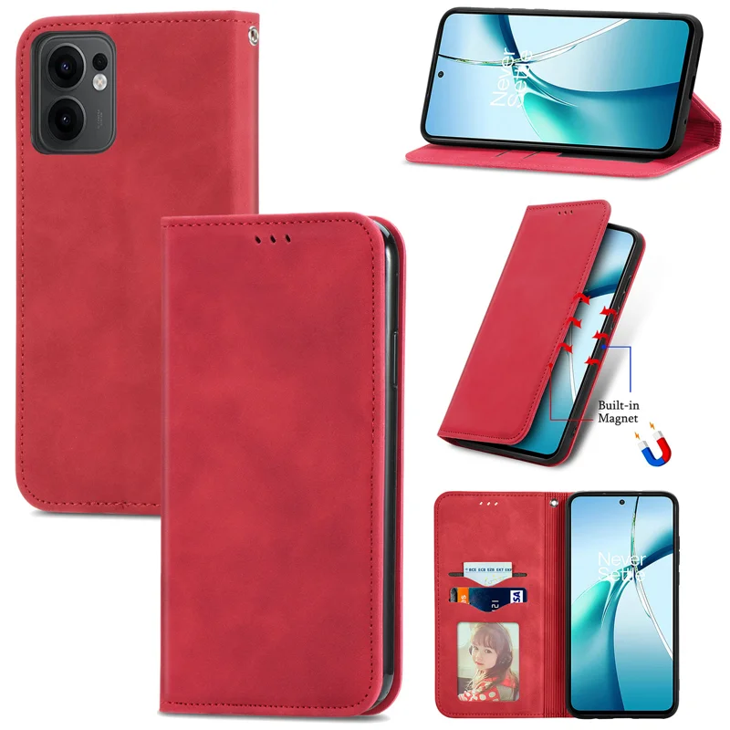 For Oppo Reno13 F 5G Leather Case with Card Holder Magnetic Absorption Phone Cover - Green-Cellmalls