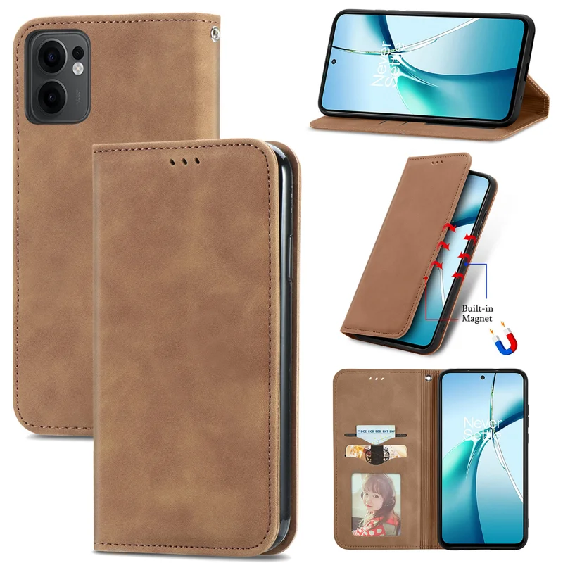For Oppo Reno13 F 5G Leather Case with Card Holder Magnetic Absorption Phone Cover - Green-Cellmalls