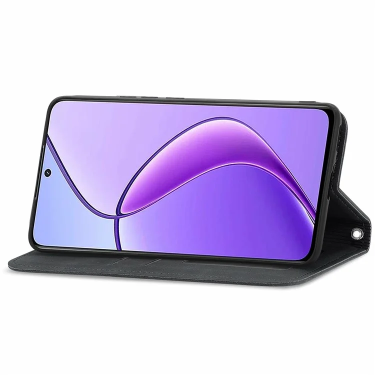 For Oppo F27 5G Case Skin Touch Feeling Card Slot Leather Phone Cover Stand Magnetic Absorption - Black-Cellmalls