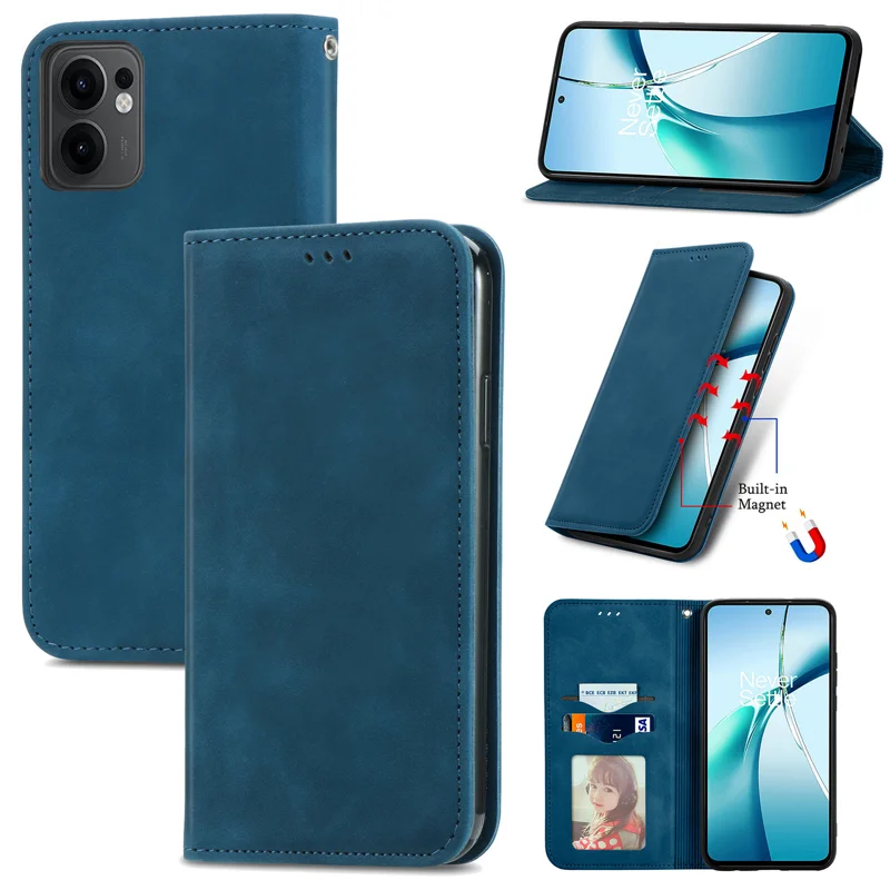 For Oppo Reno13 F 5G Leather Case with Card Holder Magnetic Absorption Phone Cover - Green-Cellmalls