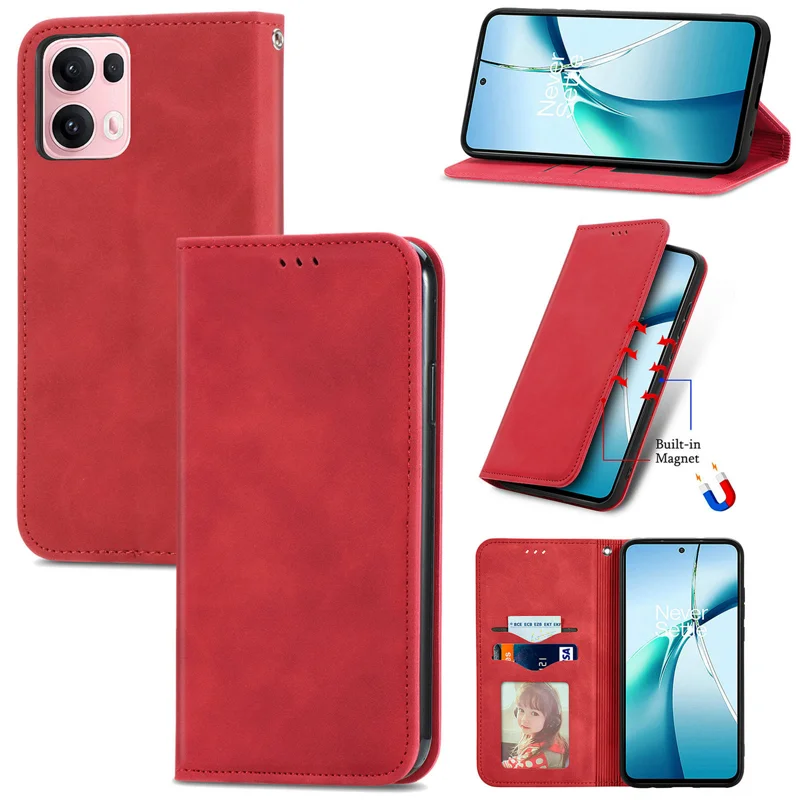 For Oppo Reno13 Pro 5G Leather Case with Card Holder Magnetic Absorption Phone Cover - Green-Cellmalls