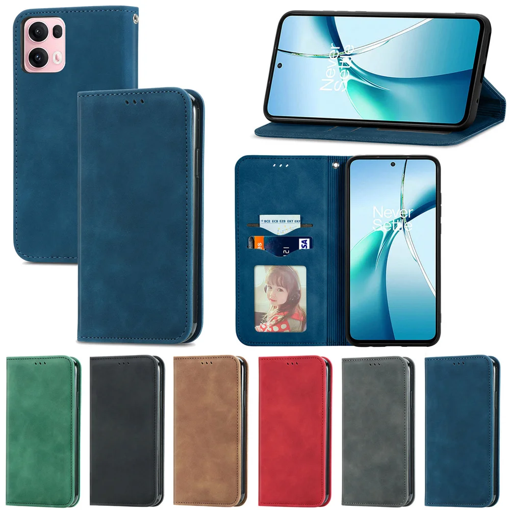 For Oppo Reno13 Pro 5G Leather Case with Card Holder Magnetic Absorption Phone Cover - Green-Cellmalls