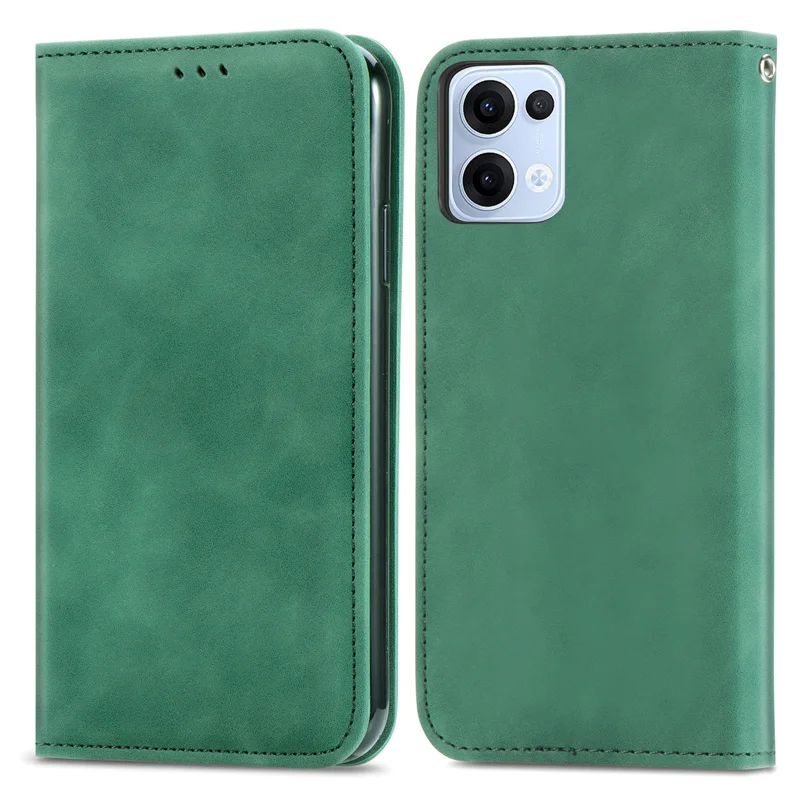 For Oppo Reno13 5G (Global) Leather Case with Card Holder Magnetic Absorption Phone Cover - Green-Cellmalls