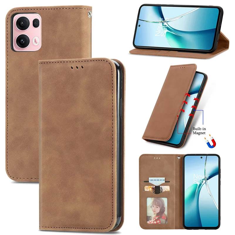 For Oppo Reno13 Pro 5G Leather Case with Card Holder Magnetic Absorption Phone Cover - Green-Cellmalls