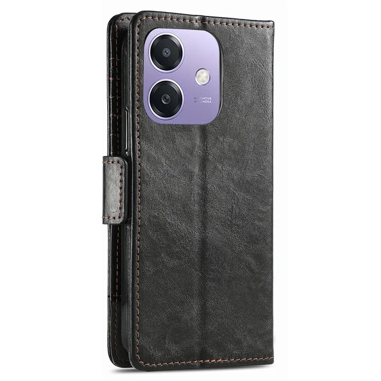 For Oppo A3x 4G / A40 4G / A60 5G Phone Cases CASENEO PU Leather Cover Stand with RFID Blocking Wallet - Black-Cellmalls