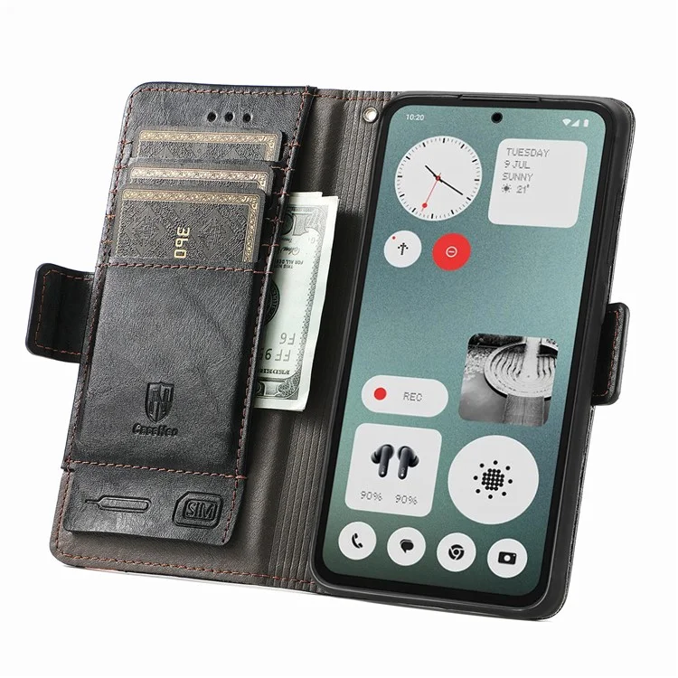 For Oppo A3x 4G / A40 4G / A60 5G Phone Cases CASENEO PU Leather Cover Stand with RFID Blocking Wallet - Black-Cellmalls