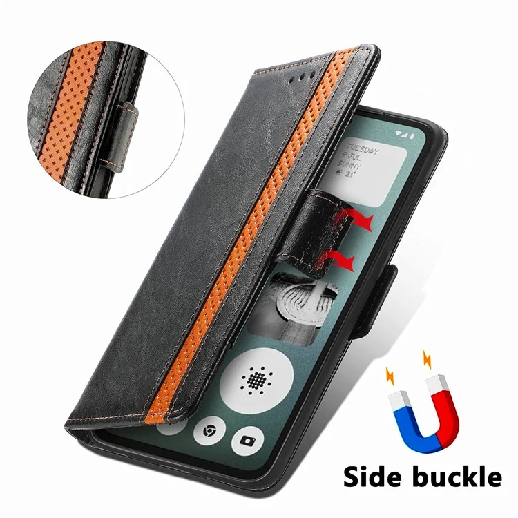 For Oppo A3x 4G / A40 4G / A60 5G Phone Cases CASENEO PU Leather Cover Stand with RFID Blocking Wallet - Black-Cellmalls