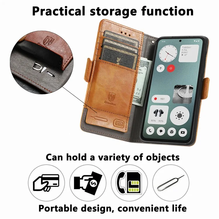 For Oppo A3x 4G / A40 4G / A60 5G Phone Cases CASENEO PU Leather Cover Stand with RFID Blocking Wallet - Black-Cellmalls