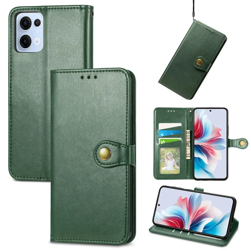 For Oppo Reno13 5G (Global) Case Leather Phone Case Wallet Stand Cover with Wrist Strap - Brown-Cellmalls