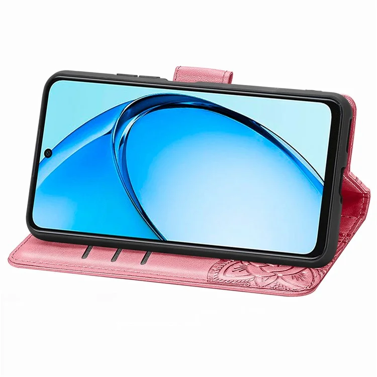 For Oppo A60 4G Case Butterfly Imprinted PU Leather Stand Wrist Strap Purse Phone Cover - Pink-Cellmalls