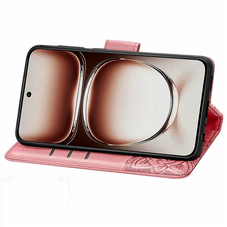 For Oppo A3x 5G Case PU Leather Wallet Phone Cover Butterfly Pattern - Pink-Cellmalls