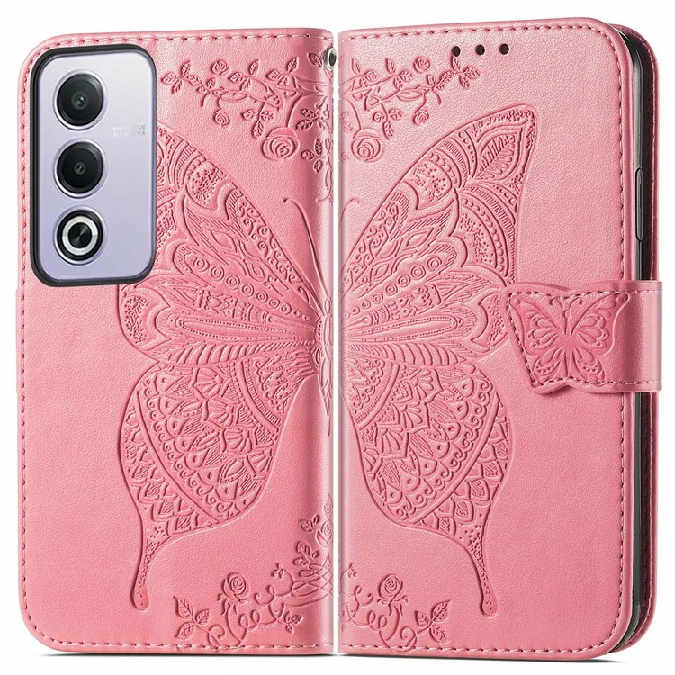 For Oppo A80 5G Case PU Leather Wallet Phone Cover Butterfly Pattern - Pink-Cellmalls