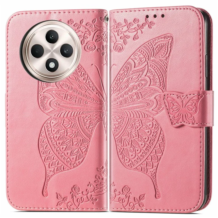 For Oppo F27 5G Case PU Leather Wallet Phone Cover Butterfly Pattern - Pink-Cellmalls