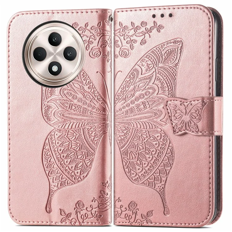 For Oppo F27 5G Case PU Leather Wallet Phone Cover Butterfly Pattern - Pink-Cellmalls